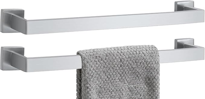 2 Packs 20 Inch Bathroom Towel Bar SUS304 Stainless Steel Brushed Nickel Towel Holder Wall Mounted Heavy Duty Towel Rack Bathroom Towel Rod Modern Square Base Design(2, Brushed Nickel, 20 Inch)