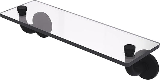 Allied Brass RM-1-16-BKM Remi Collection 16 Inch Glass Vanity Beveled Edges Shelf, Matte Black