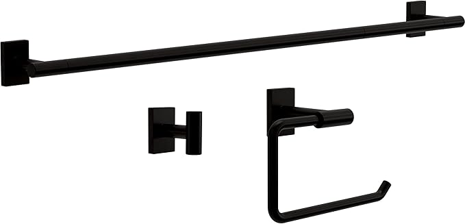 Franklin Brass Hartwell (1-Pack) 18'' Towel Rack w/ 6" Extender for Bathroom Matte Black Towel Bar for Bathroom Wall Mounted Towel Holder Rod HRT26-MB
