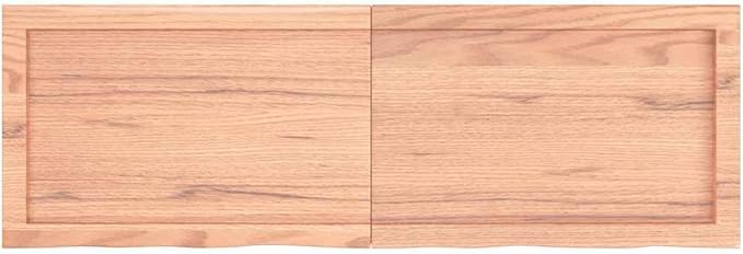 47.2" x 15.7" Solid Oak Wood Bathroom Vanity Countertop, Varnished Live Edge Desktop Shelf for Cabinet Top, Rustic Light Brown Floating Worktop