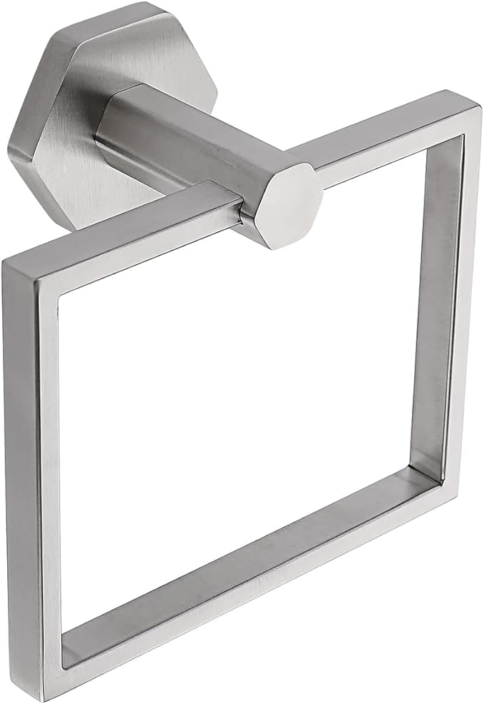 GERZWY Modern Towel Holder SUS 304 Stainless Steel Towel Hanger Towel Ring for Bathroom Wall Mount, Brushed Finish