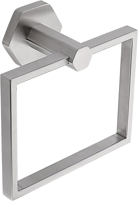 GERZWY Modern Towel Holder SUS 304 Stainless Steel Towel Hanger Towel Ring for Bathroom Wall Mount, Brushed Finish