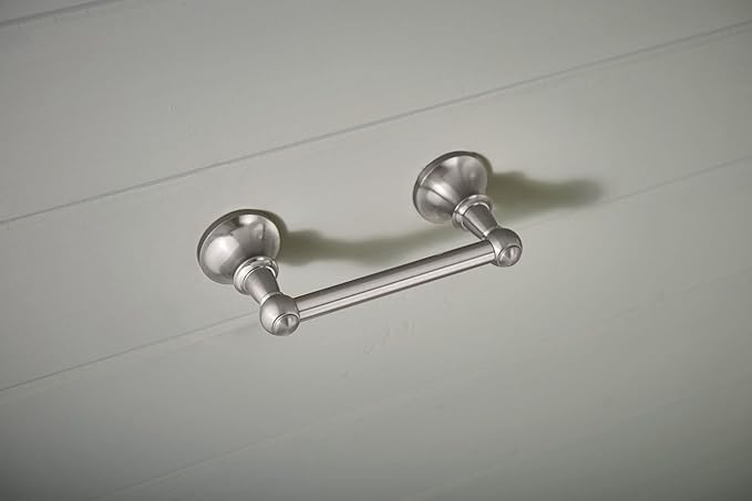 Moen Vale Brushed Nickel Double Post Pivoting Toilet Paper Holder, Wall Mounted Lavatory Tissue Storage for Bathroom, RV, DN4408BN