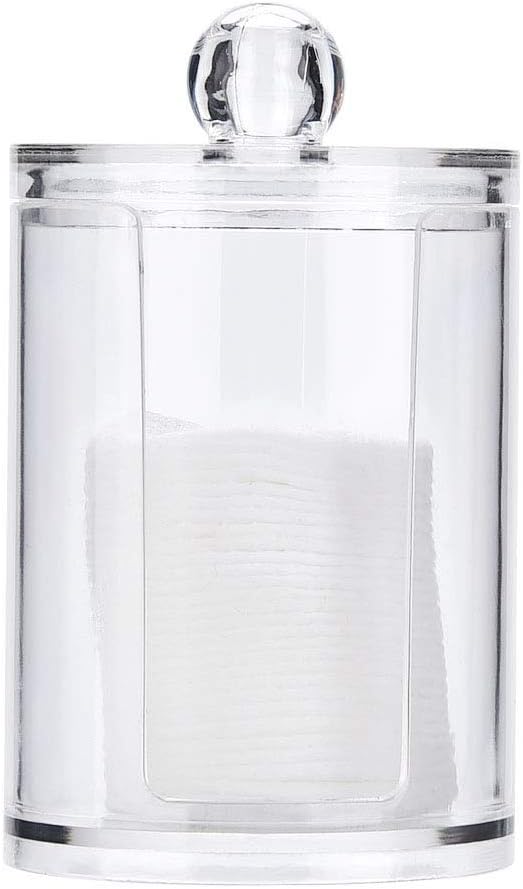 Cotton Pad Holder, Cotton Rounds Holder, Clear Acrylic Makeup Cotton Pad Swab Holder Container Round Makeup Storage Organizer Box Cosmetic Display Case Cotton Swab Holder