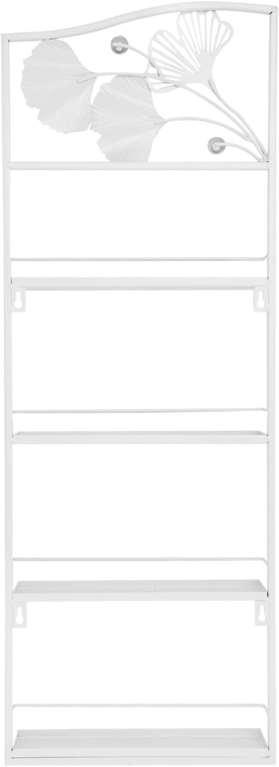 3PCS Metal Nail Polish Racks, Nail Polish Wall Organizer 4 Tiers Leafage Shape Display Rack Wall Mounted Display Case for Home Spa Nail Salon Shop- White
