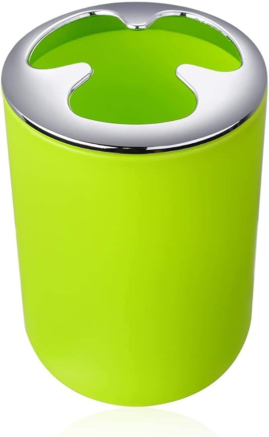 6 Pcs Plastic Bathroom Accessory Set Luxury Bath Accessories Bath Set Lotion Bottles, Toothbrush Holder, Tooth Mug, Soap Dish, Toilet Brush, Trash Can, Rubbish Bin (Green)