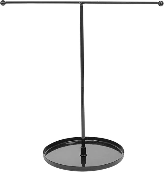 T Bar Towel Holder, Heavy Weighted Base with Non-Slip Bottom, 11.8" Freestanding Organizer Rack for Bathroom & Kitchen Countertop, Multi-Functional for Hand/Dish Towels, Jewelry (Black)