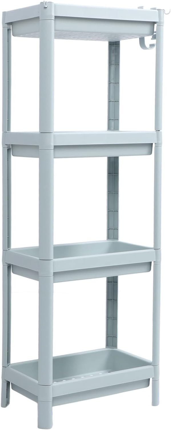 Storage Shelf for Bathroom, Open Shelf for Bathroom Storage, Independent Corner Shelf, Storage Shelf, Nordic Blue (2 (4 Tier)