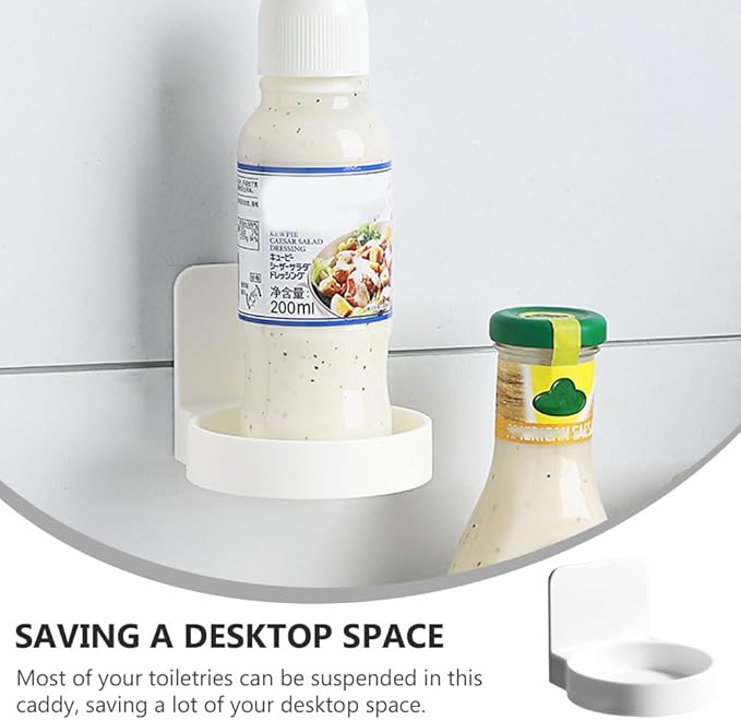 Lurrose Wall Storage Rack White Bathroom Shelf Suction Mount Organizer for Toiletries Space-Saving Bathroom Accessory for Kitchen and Bedroom No Drilling Damage