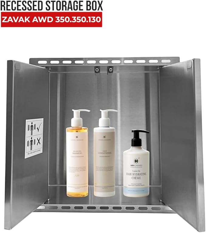 ZAVAK Recessed Wall Niche with Tileable Door in Bathroom, Double Door, Made from 304 Stainless Steel