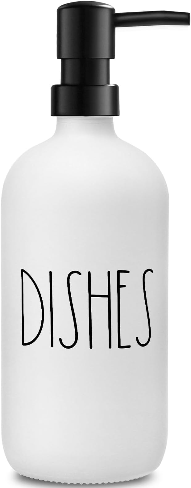 VIMERPA Dish Soap Dispenser, Matte White Soap Dispenser for Kitchen, Glass Dishes Soap Dispenser with Plastic Pump, 17 Fl Oz Refillable Liquid Soap Bottle Container, Farmhouse Kitchen Decor