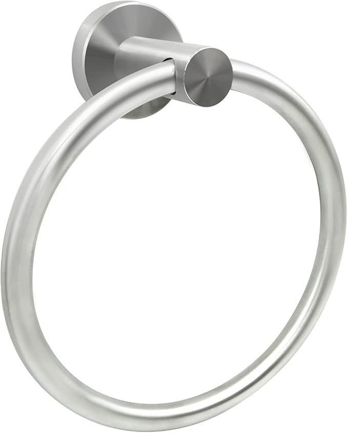 Brushed Nickel Hand Towel Ring - Simple Round Towel Hanger for Bathroom Wall Mounted, Stainless Steel SUS 304