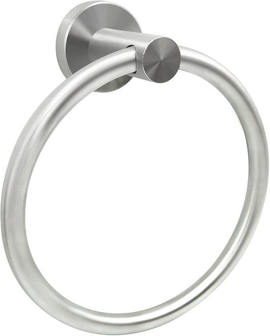 Brushed Nickel Hand Towel Ring - Simple Round Towel Hanger for Bathroom Wall Mounted, Stainless Steel SUS 304