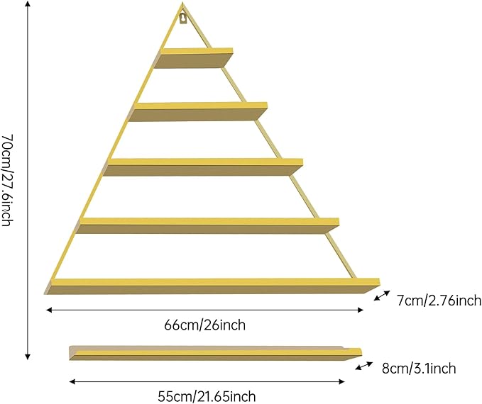 6PCS Triangular Wall-Mounted Nail Polish Racks, Gold 5-Tier Nail Polish Shelves, Heavy-Duty Cosmetic Display Cases with Raised Edges for Nail Salon, Home, Shop Use
