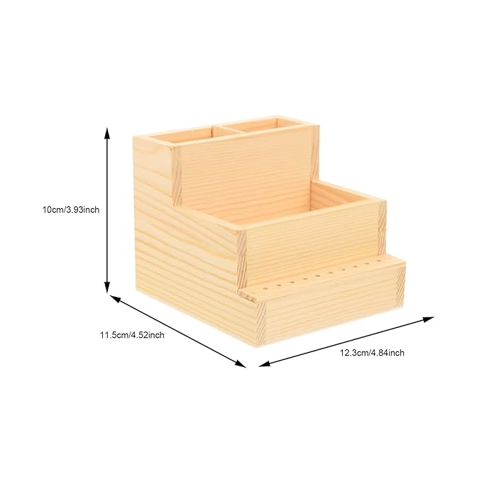 FRCOLOR Wooden Nail Drill Bits Holder Stand Display Organizer 10 Holes Nail Tool Storage Box Desktop Brush Holder Manicure Tool Organizer Cosmetics Holder