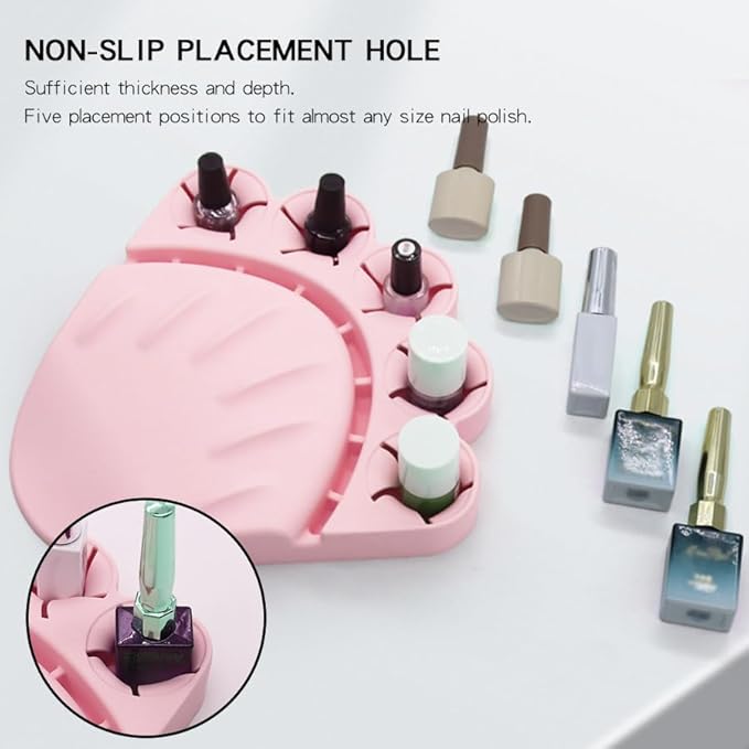 Anti Spill Free Tilt Nail Polish Bottle Holder, Home Fingernail Polish Stand Arm Rest Pad,Art Tool Nail Paint Tech Mat Polish Bottle Organizer Manicure Accessories