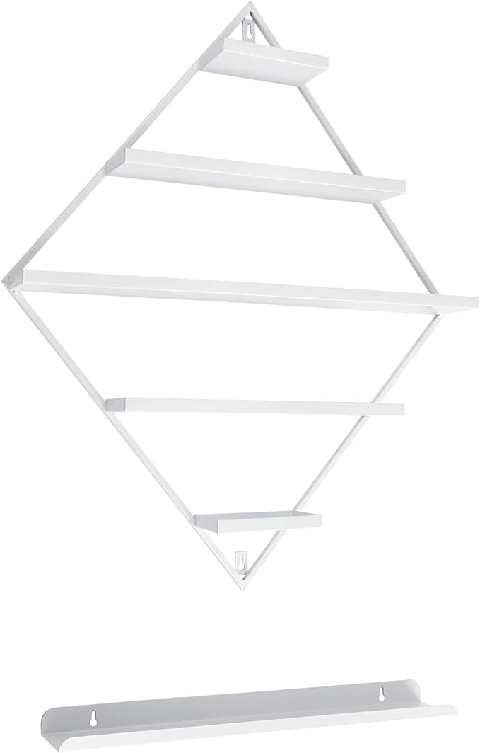 4PCS Nail Polish Storage Racks, 5-Tier Wall-Mounted Metal Cosmetic Display Case Makeup Organizer Wall Shelf for Home Spa Nail Salon Perfume Lipstick (White)
