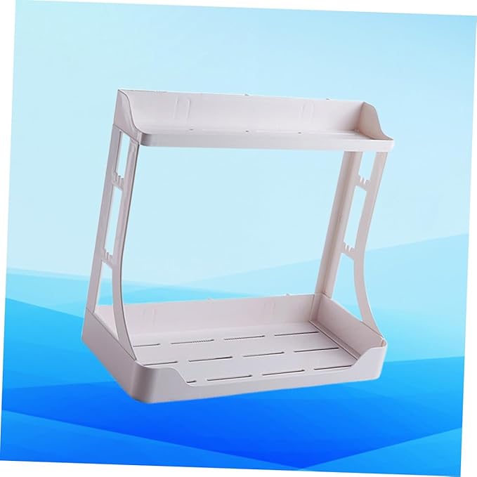 PRETYZOOM Space-saving Double Layer Bathroom Shelves Wall Mounted Storage Rack Punch for Bathroom Kitchen Living Room