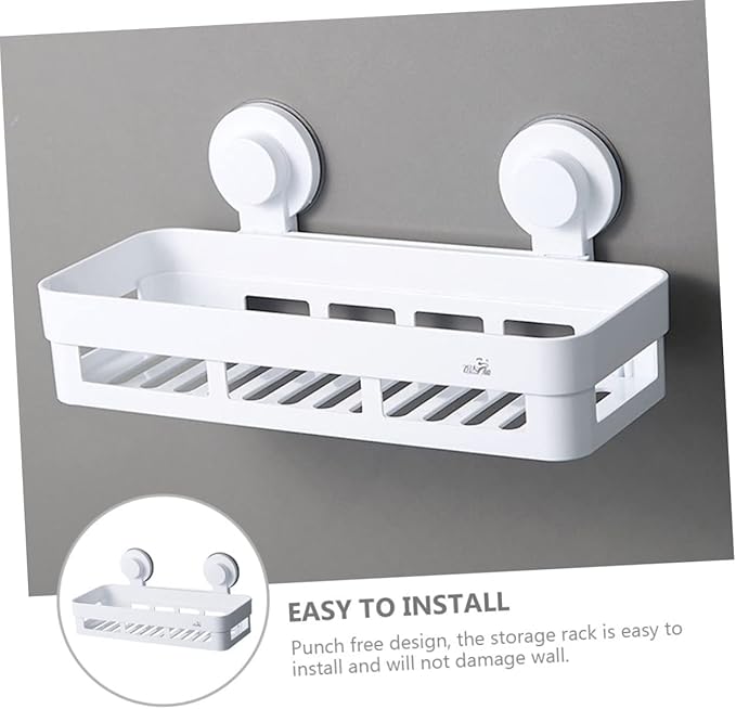 PRETYZOOM Bathroom Wall Rack Plastic Shelf Toilet Hanging Shelf Organizer Punch Storage Rack