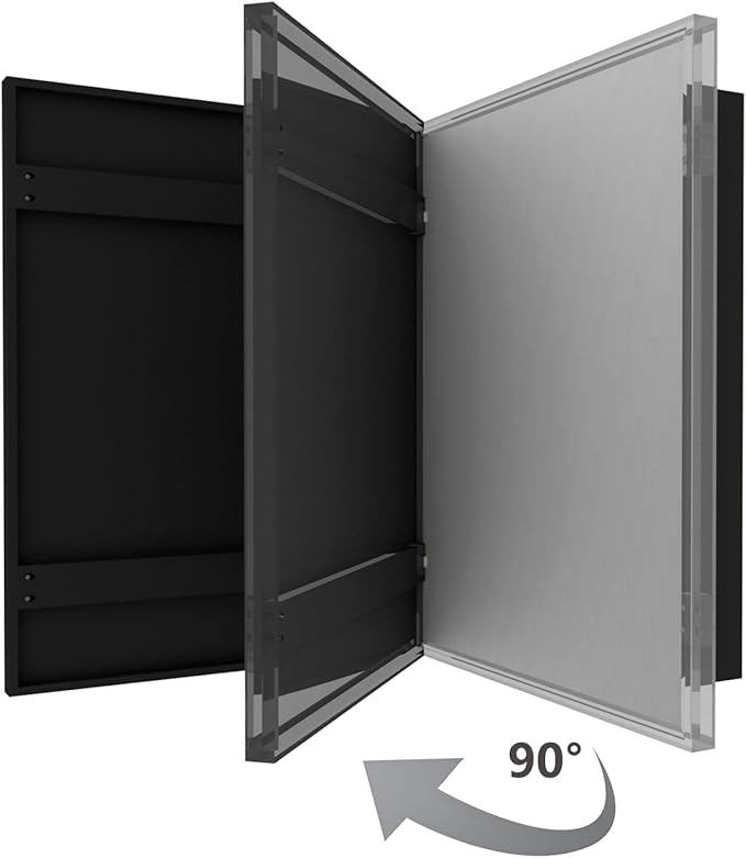 24”x16” Recessed Wood Medicine Cabinet with Mirror for Bathroom – Wall-Mounted Wooden Bathroom Cabinet with Adjustable Storage Shelf (Black, 16“x24)