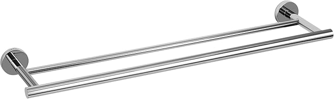 SEIDO Double Towel Bar for Bathroom Wall 24”L, 304 Stainless Steel Bathroom Towel Bar, 2-Bar Design Bathroom Towel Rack, Polished Chrome, 24 inch