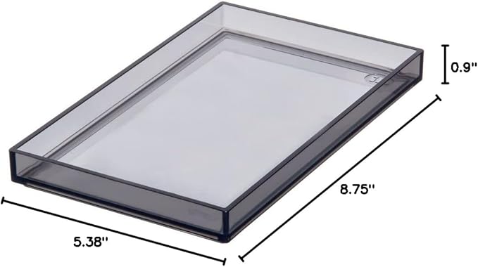 iDesign The Sarah Tanno Collection Catch-AllStorage Tray, Made of Recycled Plastic, Medium, Smoke/Black
