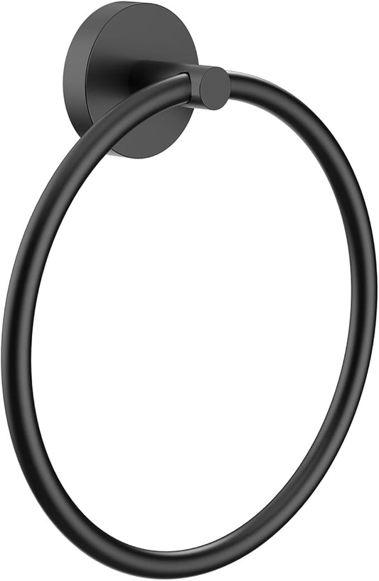 Hand Towel Holder Screw-in Matte Black Towel Ring for Bathroom Wall Stainless Steel Round Towel Hanger for Bathroom Hardware Accessories