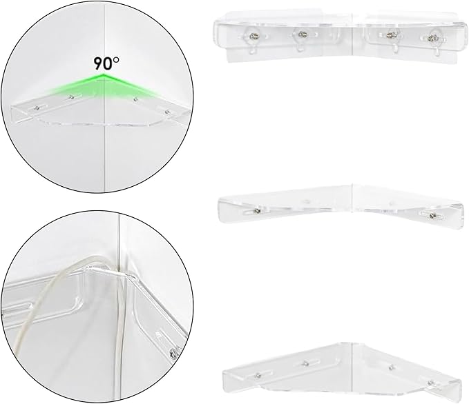 3PCs Acrylic Wall Shelves Corner Shelf Strong Adhesive Backing Decorative Display Shelving for Bathroom Bedroom Office Heavy Duty Adhesive Shelves