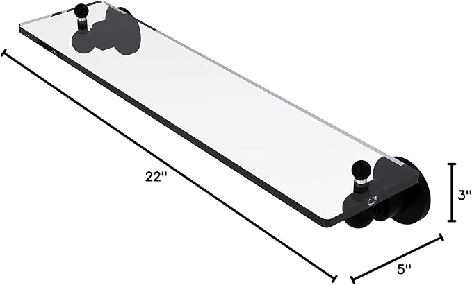 Allied Brass AP-1/22 Astor Place 22 inch Vanity Beveled Edges Glass Shelf, Matte Black