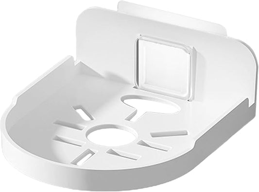 Toyvian Wall Mounted Adhesive Bathroom Shelf for Monitor and Security Camera Holder, White Round Small Wall Mount Shelf, No Drilling Storage Rack for Home and Dorm