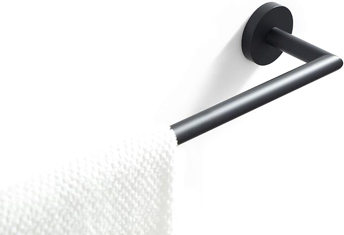 Black Towel Bar,Towel Racks for Bathroom, Modern Hotel Style Bathroom Towel Shelf Wall Mounted, Single Towel Rod 26 Inch, Matte Black, 077070-MB Leo Series