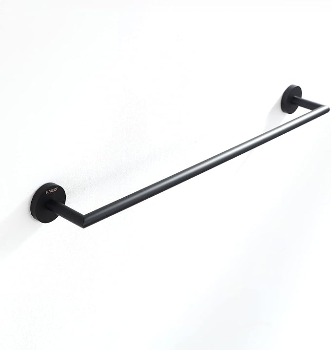 Black Towel Bar,Towel Racks for Bathroom, Modern Hotel Style Bathroom Towel Shelf Wall Mounted, Single Towel Rod 26 Inch, Matte Black, 077070-MB Leo Series
