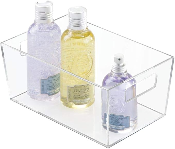 iDesign Clarity Wall Mount Nail Polish Storage Rack with 3 Shelves for Bathroom, Vanity, Closet, Bedroom, Set of 1, Bin-Small