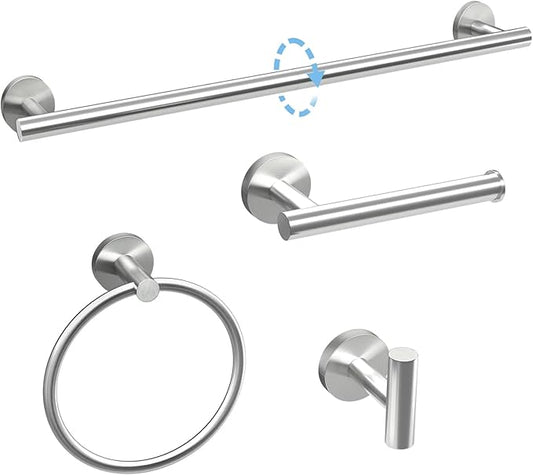 Luxbaro 18 Inch Bathroom Hardware Set, Brushed Nickel Bathroom Accessories, Modern Towel Bar Set Wall Mounted, Durable SUS304 Stainless Steel, 4-Piece