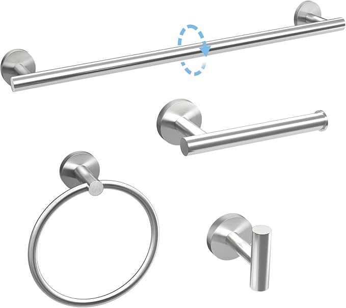 Luxbaro 24 Inch Bathroom Hardware Set, Brushed Nickel Bathroom Accessories, Modern Towel Bar Set Wall Mounted, Durable SUS304 Stainless Steel, 4-Piece