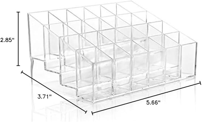 Makeup Organizer Jewelry and Cosmetic Storage, Clear 24 Cells Lipsticks Holder Display Stand Cosmetic Organizer Makeup Case Display Boxes Makeup Palette and Brush Holder