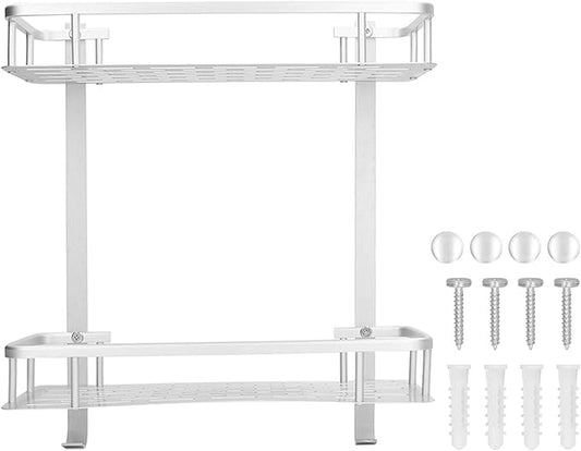 Floating Shelves for Wall, Bathroom Shelf, Wall Mounted Storage Shelves, Two Layers, Aluminum Alloy Matte, for Bathroom, Bedroom, Living Room, Kitchen, Office