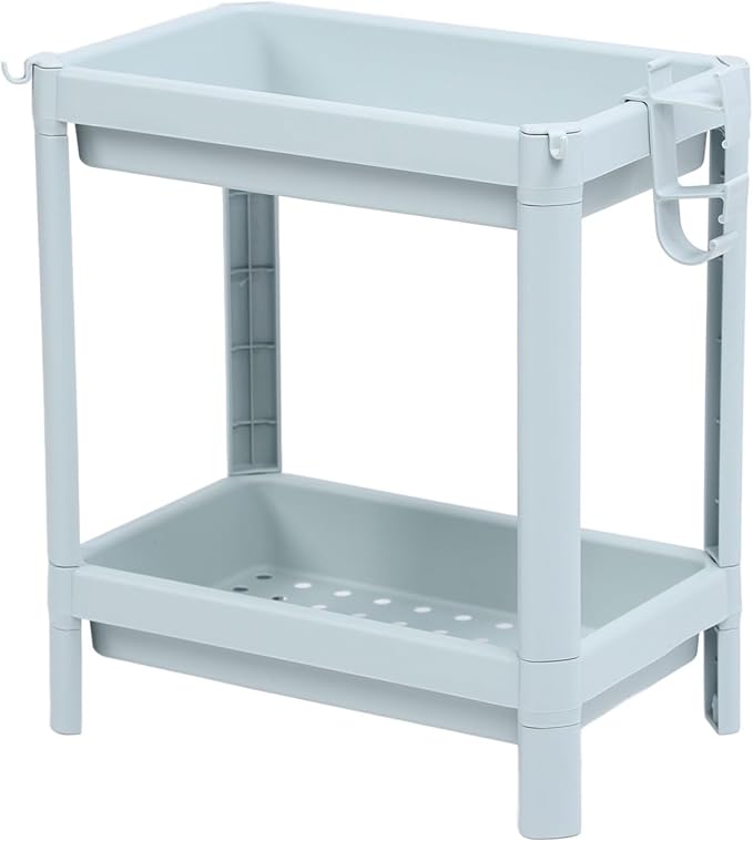 Storage Shelf for Bathroom, Open Shelf for Bathroom Storage, Independent Corner Shelf, Storage Shelf, Nordic Blue (2 (2 Tier)