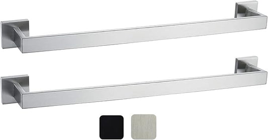 24 Inch Towel Bar 2 Pack for Bathrooms 12/16/20/24/28/32/36 Inch Stainless Steel 304 Brushed Nickel Towel Holder Modern Square Towel Rod Rustproof Wall Mount (2, Brushed Nickel, 24 Inch)