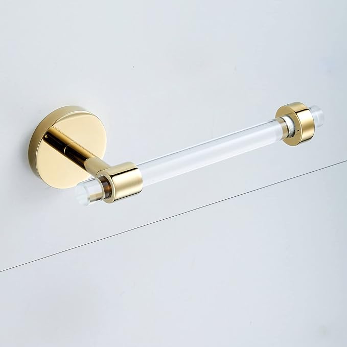 Gold Bathroom Hardware Accessories Set - Acrylic Hand Towel Holder Toilet Paper Holder Towel Hook - Wall Mounted Bath Towel Bar Set 3 Pieces SHUNLI
