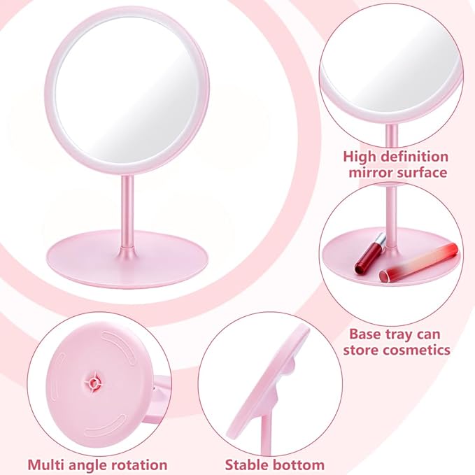 10Pcs Makeup Mirror, Spa Party Mirror Make up Table Mirrors Desk Portable Mirrors Sleepover Favors Accessory Spa Day Supplies for Slumber Birthday Party Favors Tabletop Bathroom, Pink