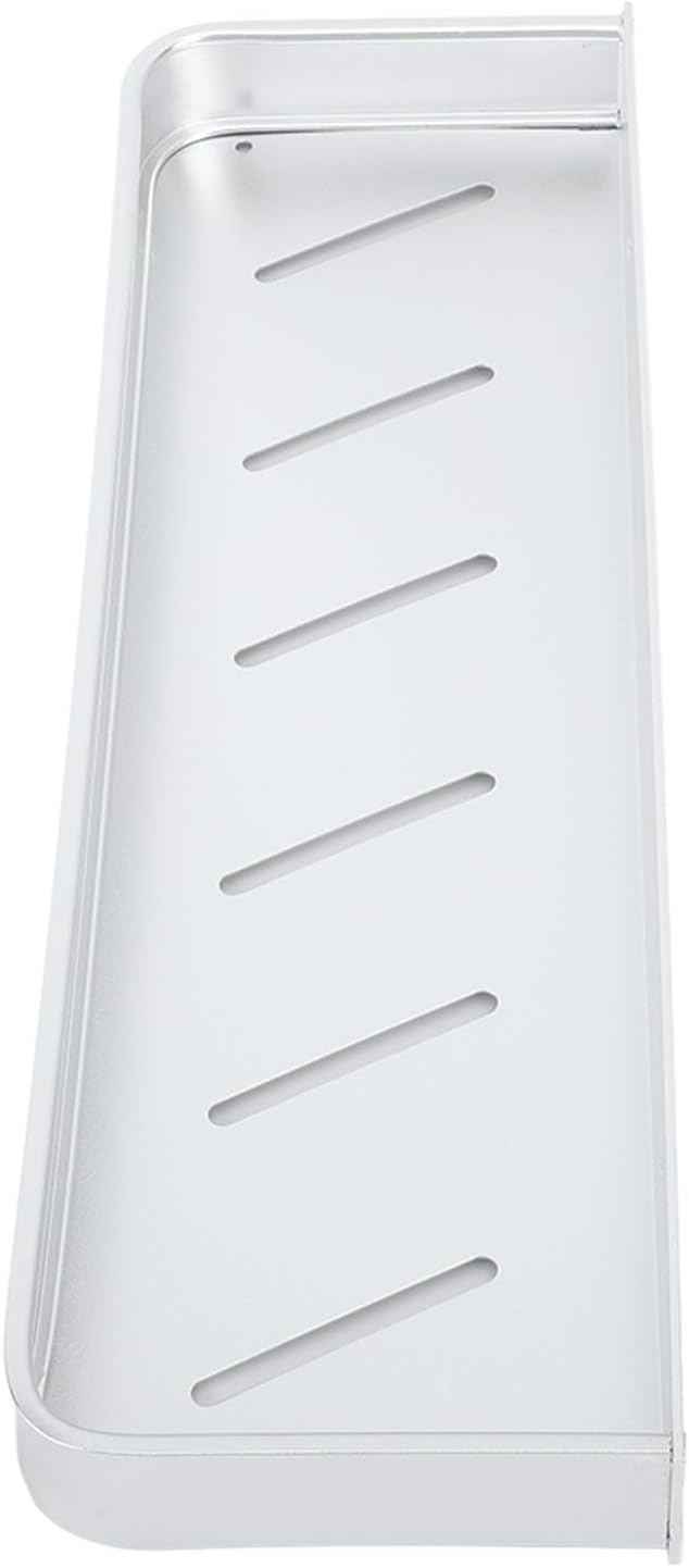 Tbest Wall Mounted Bathroom Storage Rack, Space Aluminum Shelf for Bathroom with Hooks, Drill Mounted Toilet Storage Shelf (40cm)