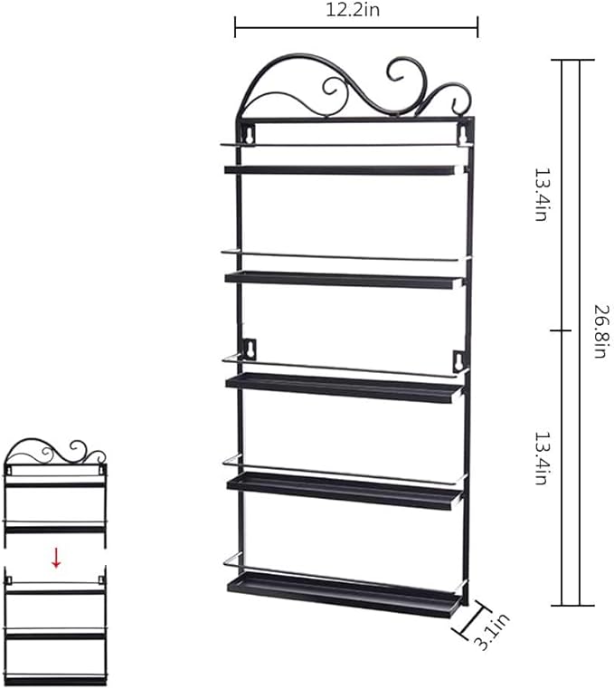 ERYTLLY Wall Mounted Nail Polish Rack, Rectangle Nail Storage Organizer, Salon Shelf Organizer (Black)
