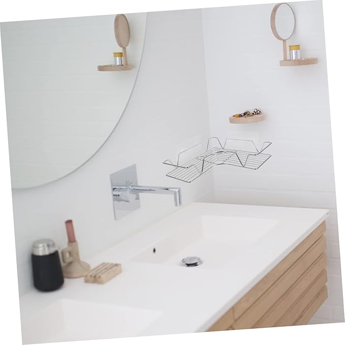Mobestech Hanging Shelf for Bathroom Wall Storage Rack Traceless Storage Rack Corner Shelf No Drilling Stainless Steel for Kitchen Bathroom