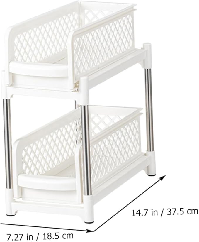 Bathroom Shelf Double Organizer Kitchen Storage Rack Countertop Organizer White Easy Clean