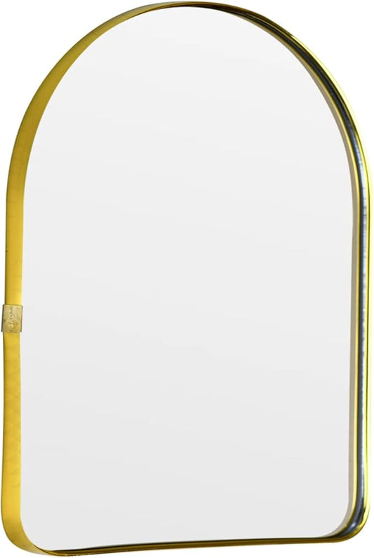 Funly mee Arched Wall Mirror, Wall-Mounted Plastic Mirror, for Bathroom and Vanity (Gold, 11.8 x 15.8)