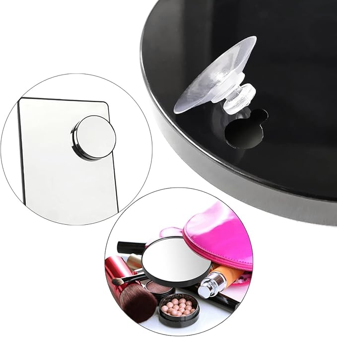 10X Magnifying Makeup Mirror with 1 Tweezers Portable Round Mirror 2 Suction Cups Travel Set for Eyebrow Tweezing Blackhead Blemish Removal Bathroom Magnified Cosmetic Mirror (Diameter 4.3 inches)