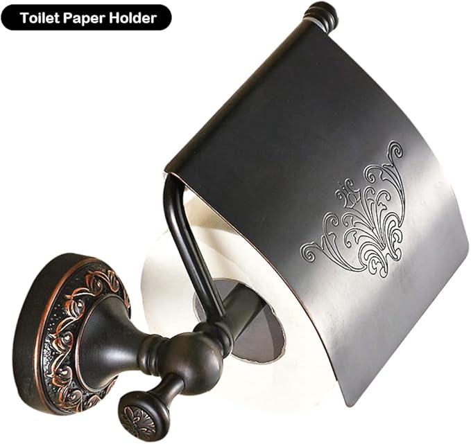 WINCASE Bronze Hardware Set Bathroom, Oil Rubbed Accessories Set Adjustable Towel Bar, 4 Pieces Wall Mounted Toilet Paper Holder ORB Robe Hook