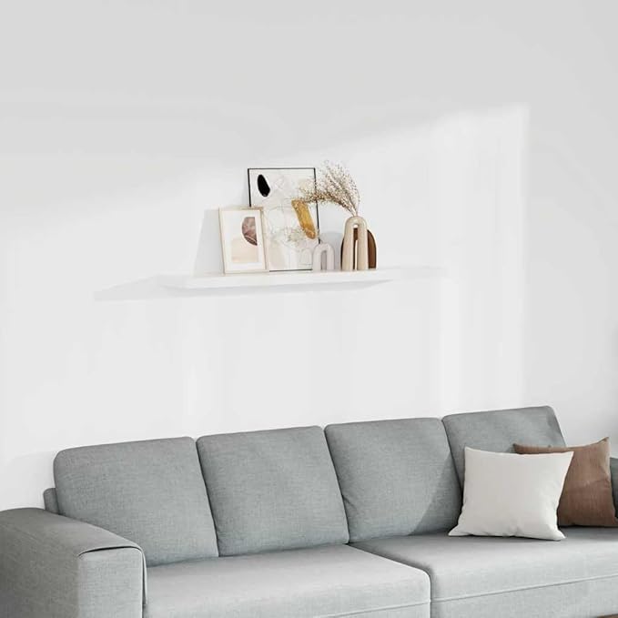 Floating Wall Shelf for Living Room, White Modern Invisible Mount Display Rack, 47.2 Inch Long Honeycomb MDF Storage Shelf for Books, Awards, Decor, Holds 22 lbs
