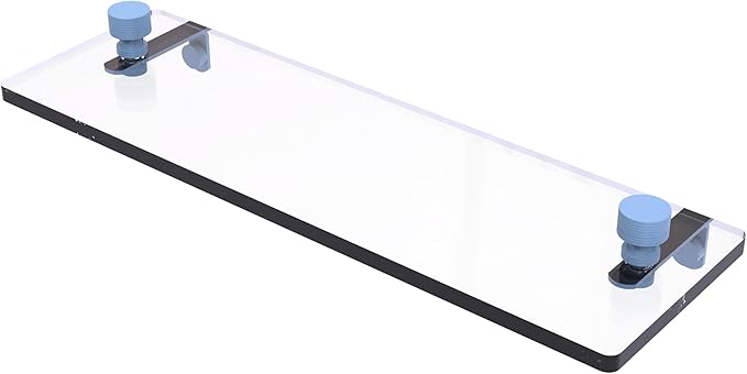 Allied Brass FT-1/16-FTB Foxtrot 16 Inch Glass Vanity Shelf with Beveled Edges, Flat Troll Blue